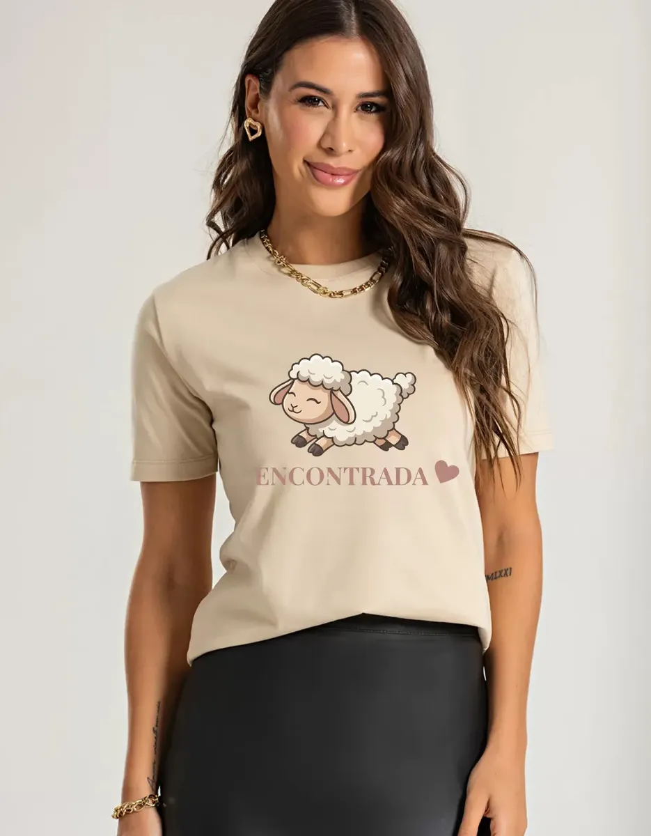 Camiseta/Blusa Feminina "Ovelha Encontrada", moda evangélica