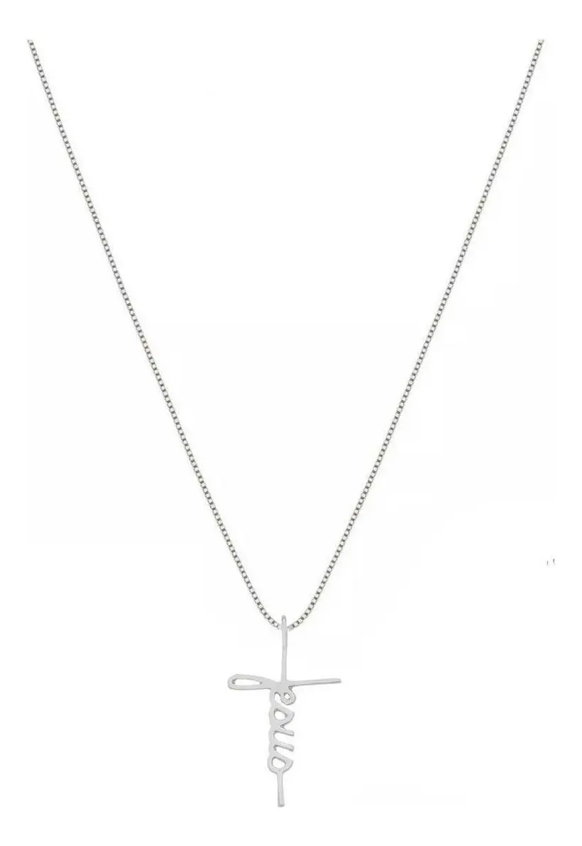 Colar Jesus Cruz Cristã Feminino Evangélico Prata 925 Prateado